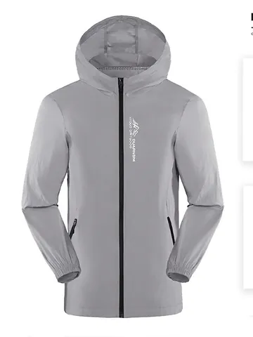 Veste de Protection Solaire à Capuche pour Homme Coupe-vent Léger à Séchage Rapide Respirant Anti-UV Sport de Plein Air Randonnée