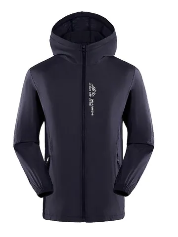 Veste de Protection Solaire à Capuche pour Homme Coupe-vent Léger à Séchage Rapide Respirant Anti-UV Sport de Plein Air Randonnée