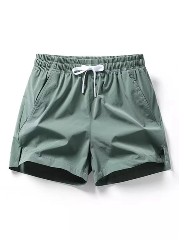 Men's Casual Quick Dry Sports Shorts With Drawstring Elastic Waist Side Split Breathable Running Gym Training Short Pants