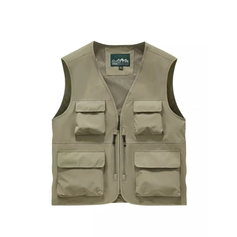 Gilet da Uomo Multitasche Outdoor Cargo Leggero Traspirante in Rete Gilet per Pesca e Fotografia per Escursionismo Uomo