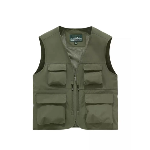 Gilet da Uomo Multitasche Outdoor Cargo Leggero Traspirante in Rete Gilet per Pesca e Fotografia per Escursionismo Uomo