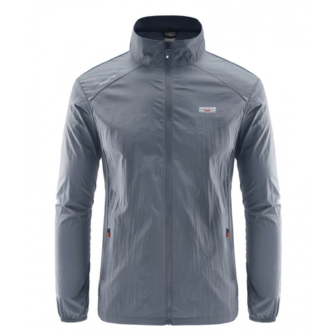 Men Sun Protection Jacket Lightweight Breathable Stand Collar Outdoor Windbreaker Casual Thin Skin Coat Summer Outerwear