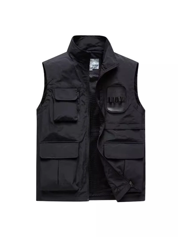 Herren Outdoor Multi-Taschen Utility Weste Lässig Atmungsaktiv Angeln Fotografie Weste Stehkragen Leichte Ärmellose Jacke