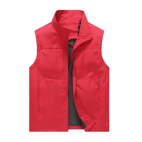 Gilet da Lavoro Multitasca Outdoor da Uomo Traspirante Impermeabile Collo alla Coreana Fotografia Pesca Giacca Senza Maniche con Cerniera Casual