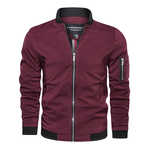Men Flight Bomber Jacket Slim Fit Windproof Baseball Coat Lightweight Casual Solid Color Outerwear Spring Autumn Zip Jacket
