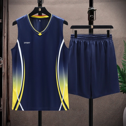 Ensemble de Sport pour Hommes Séchage Rapide Débardeur de Basket-ball Sans Manches et Short Survêtement Respirant pour Fitness