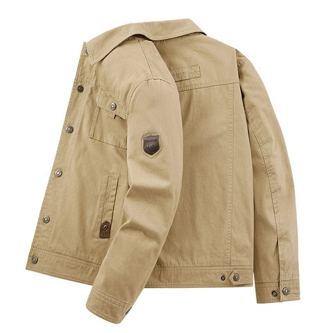 Men's Casual Workwear Jacket Outdoor Lapel Button Up Outerwear With Pockets Retro Fashion Coat For Men