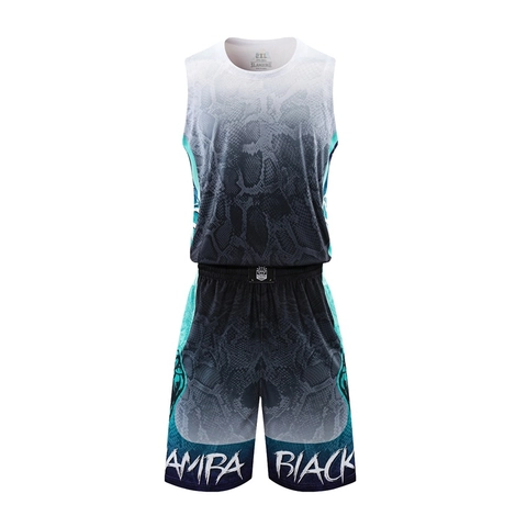 Completo da Basket da Uomo Stampa Pitonata Sfumata Gilet Senza Maniche E Pantaloncini Divisa Sportiva Traspirante Ad Asciugatura Rapida
