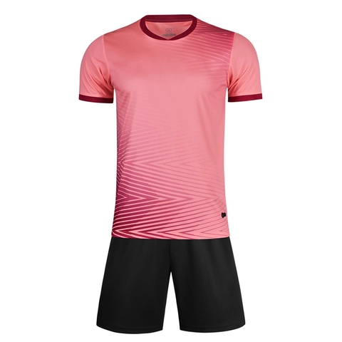 Men Soccer Training Suit Quick Dry Breathable Polyester T-Shirt And Shorts Gradient Geometric Pattern Football Jersey Suit