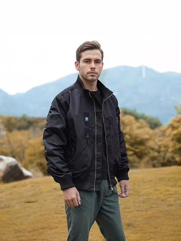 Men's MA-1 Tactical Flight Pilot Bomber Jacket With Stand Collar Windproof Utility Cargo Outerwear Baseball Uniform Jacket