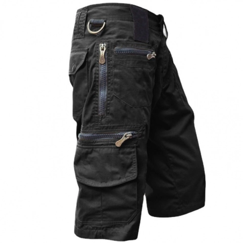 Men's 100% Cotton Cargo Shorts Multi-Pocket Straight Tactical Outdoor Casual Summer Three-Quarter Shorts Workwear Pants