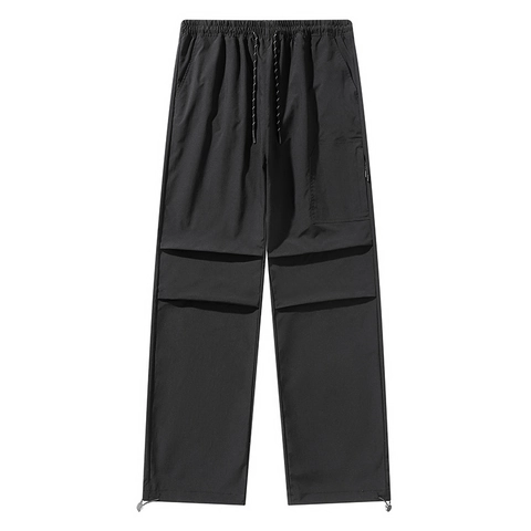 Men's Urban Outdoor Cargo Broek Los Recht Sneldrogend Ademend Parachute Broek Met Verstelbare Zoom Trekkoord Taille