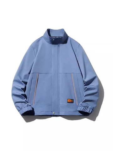 Chaqueta de Trabajo Casual para Hombre con Cuello Alto a Prueba de Viento Color Sólido Puños Elásticos Cierre de Cremallera Abrigo