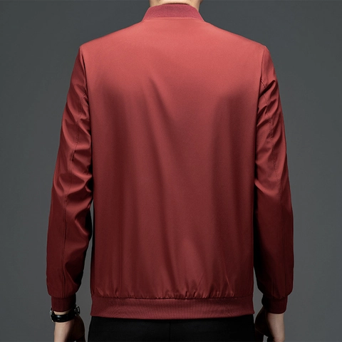 Chaqueta Bomber Casual para Hombre Ligera Cortavientos Cuello Alto Color Sólido Cremallera Puños de Canalé Primavera Otoño