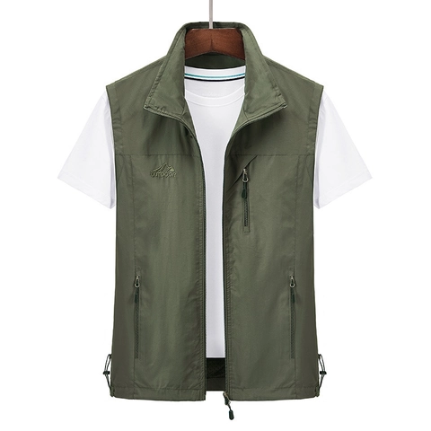 Gilet da Uomo Leggero Traspirante Outdoor Multitasca Collo in Piedi Giacca Senza Maniche Casual Pesca Escursionismo Gilet