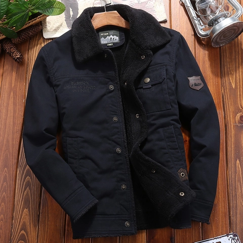 Herren Winter Sherpa Fleece Gefütterte Baumwolljacke Lässig Revers Dick Warm Outdoor Workwear Mantel Übergröße M-6XL
