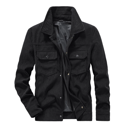 Giacca in Velluto a Coste da Uomo Vintage Workwear Soprabito Revers Manica Lunga Casual Cappotto con Bottoni a Pressione per Autunno Inverno