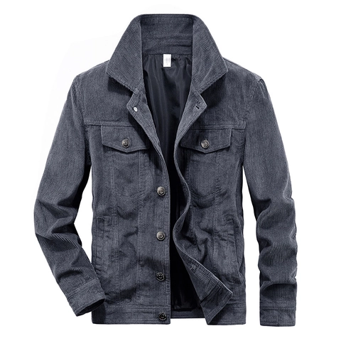 Men's Corduroy Jacket Casual Loose Fit Lapel Single Breasted Outerwear Vintage Workwear Long Sleeve Top For Autumn Winter