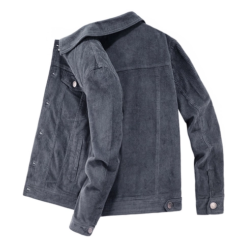 Men's Corduroy Jacket Casual Loose Fit Lapel Single Breasted Outerwear Vintage Workwear Long Sleeve Top For Autumn Winter