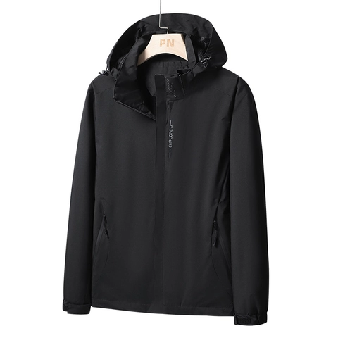 Chaqueta Cortavientos con Capucha para Exterior Ligera Impermeable Resistente al Viento Primavera Otoño Casual Hombre Mujer Parejas