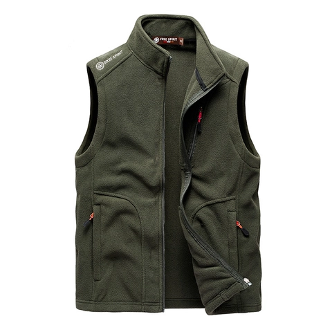 Heren Outdoor Vrije Tijd Fleece Hesje Warm Winddicht Polar Fleece Gilet Opstaande Kraag Casual Mouwloos Jack Voor Heren