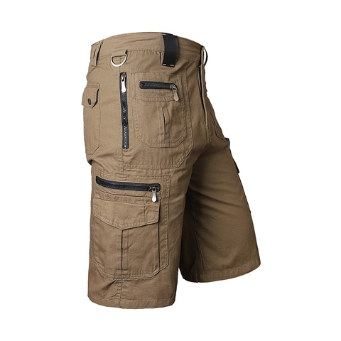 Men's 100% Cotton Multi-Pocket Cargo Shorts Loose Fit Straight Leg Tactical Work Shorts For Outdoor Casual Summer Wear