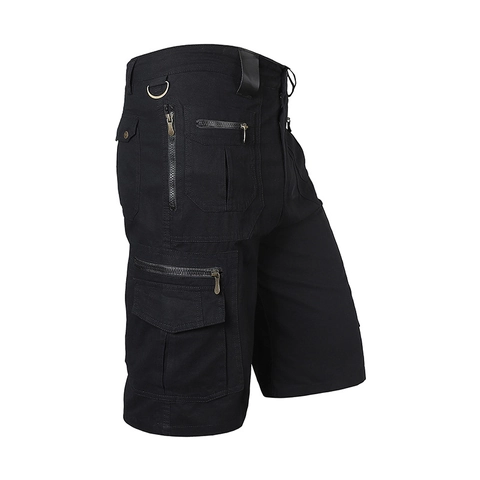 Pantaloncini Cargo da Uomo in Puro Cotone Multi Tasca Pantaloncini Capri Tattici da Esterno Gamba Dritta Pantaloni da Lavoro