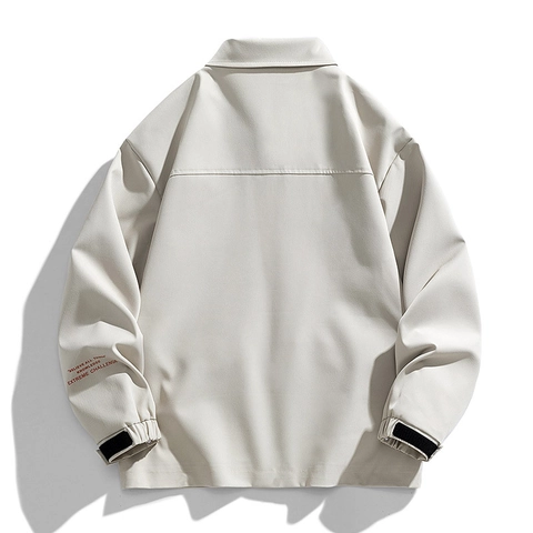 Giacca Utilitaria Casual da Uomo in Poliestere Streetwear Capispalla Tasche Multiple Colletto a Punta Cappotto