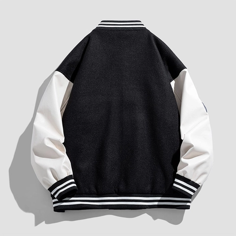Herren Retro Varsity Jacke Space Shuttle Mission Stickerei Color Block Baseball Bomber Jacke Mit PU Leder Ärmeln Für Männer