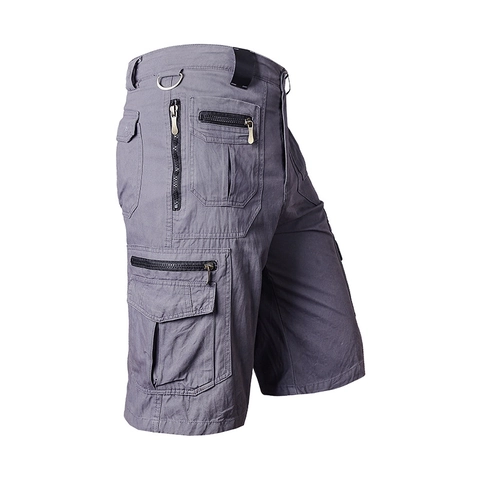 Pantaloncini Cargo da Uomo in Puro Cotone Multi Tasca Pantaloncini Capri Tattici da Esterno Gamba Dritta Pantaloni da Lavoro