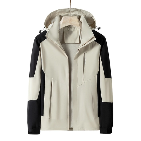 Herren Outdoor Kapuzen Windjacke Wasserdicht Winddicht Atmungsaktiv Funktionsgewebe Casual Sport Oberbekleidung Mantel Plus Size