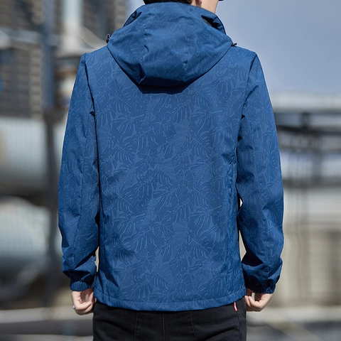 Chaqueta con Capucha para Exterior Hombre Mujer Cortavientos Impermeable Estampado de Hojas Casual Senderismo Cortavientos Ropa Deportiva Abrigo con Cremallera