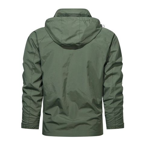 Herren Outdoor Kapuzen Windbreaker Jacke Winddicht Casual Multi-Taschen Full Zip Sportmantel Für Frühling Herbst Wandern Camping