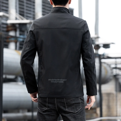 Men's Casual Stand Collar Jacket Fashion Solid Color Zipper Coat Windbreaker Plus Size Spring Autumn Men's Outerwear