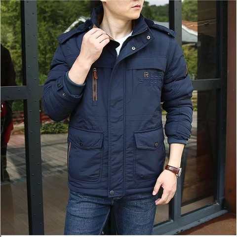 Giacca Parka Invernale da Uomo con Cappuccio Staccabile Foderata in Pile Antivento Cappotto Cargo da Esterno Capispalla Multitasca