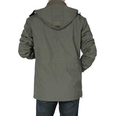Giacca da Uomo Outdoor con Cappuccio Impermeabile Antivento Cargo Multi-Tasca Casual Lavoro Stile Militare Giacca a Vento Leggera