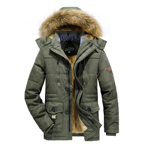 Herren Winter Parka Jacke Dick Warm Vliesgefüttert Mit Kapuze Outdoor Mantel Mit Großem Kunstpelzkragen Multi Taschen Lässige Lose Jacke Für Herren