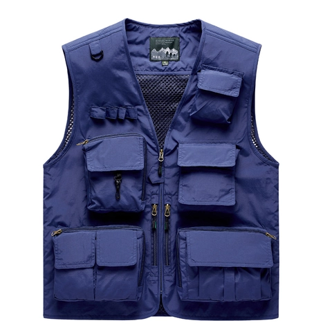 Men Outdoor Multi-Pocket Fishing Vest Nylon Mesh Breathable Photography Waistcoat Casual Functional Sleeveless Jacket