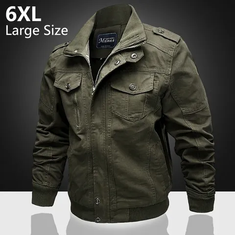 Herren Casual Baumwolle Workwear Jacke Stehkragen Militärstil Plus Size Multi Tasche Winddicht Cargo Außenbekleidung Mantel