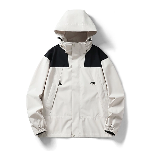 Giacca da Uomo Outdoor con Cappuccio Color Block Antivento Cargo Cappotto per Escursionismo Viaggi Casual Abbigliamento Sportivo