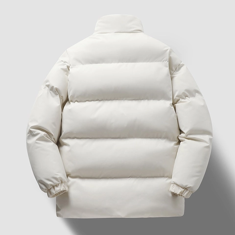 Men's Casual Stand Collar Puffer Jacket Thick Warm Winter Coat Solid Color Windproof Zipper Outerwear For Men Autumn Winter