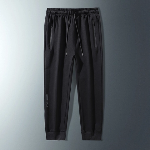 Men Casual Sweatpants Solid Color Drawstring Waist Joggers Zip Pockets Athletic Pants Cotton Blend Trousers For Daily Workout