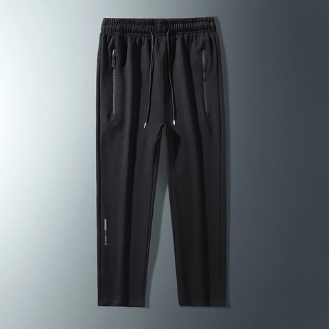 Men Casual Sweatpants Solid Color Drawstring Waist Joggers Zip Pockets Athletic Pants Cotton Blend Trousers For Daily Workout