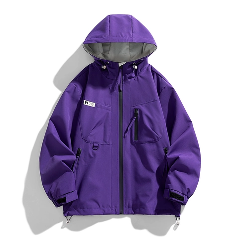 Men's Windproof Hooded Jacket Waterproof Casual Windbreaker Outdoor Sporty Utility Coat Multi-Pocket Lightweight Outerwear For Men