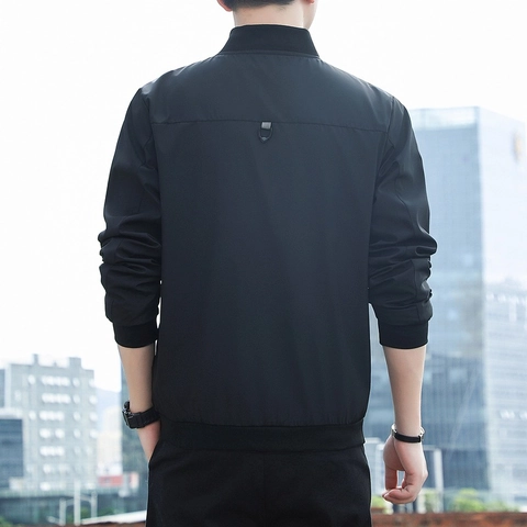Chaqueta de Béisbol Casual para Hombre Poliéster Cortavientos Cuello Alto Cremallera Abrigo Urbano Simple Manga Larga para Hombre