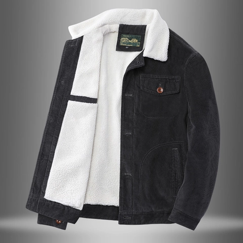 Giacca di Velluto a Coste Vintage da Uomo Con Fodera in Pile Sherpa Abbigliamento da Lavoro Pesante Cappotto Invernale