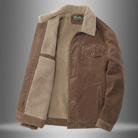 Giacca di Velluto a Coste Vintage da Uomo Con Fodera in Pile Sherpa Abbigliamento da Lavoro Pesante Cappotto Invernale