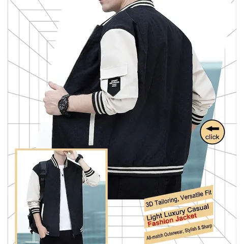 Ανδρική Casual Ζακέτα Με Όρθιο Γιακά Color Block Patchwork Varsity Bomber Jacket Με Αθλητική Ετικέτα Φθινόπωρο