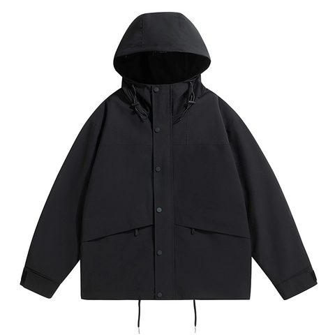 Men Outdoor Windbreaker Jacket Hooded Windproof Breathable Coat Casual Color Block Sportswear Polyester Male Clothing
