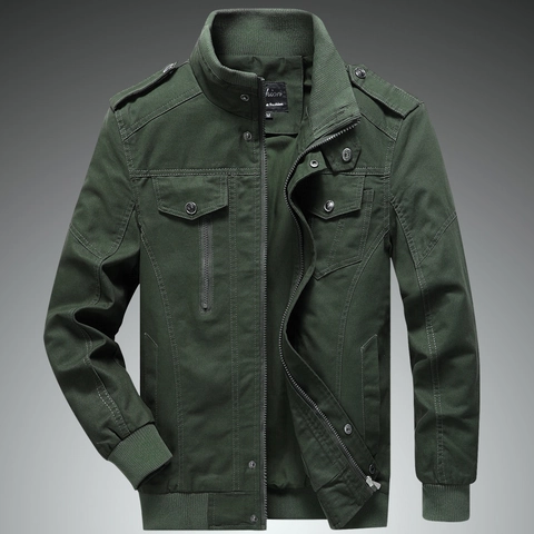 Chaqueta de Trabajo de Algodón Casual para Hombre Cuello Alto Multibolsillos Chaqueta Utility para Exterior Resistente al Viento Corte Holgado Otoño Estilo Militar Abrigo